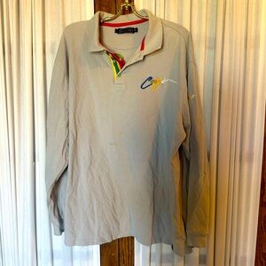COOGI Gray Embroidered Rainbow Parrot Long Sleeve Polo Shirt
